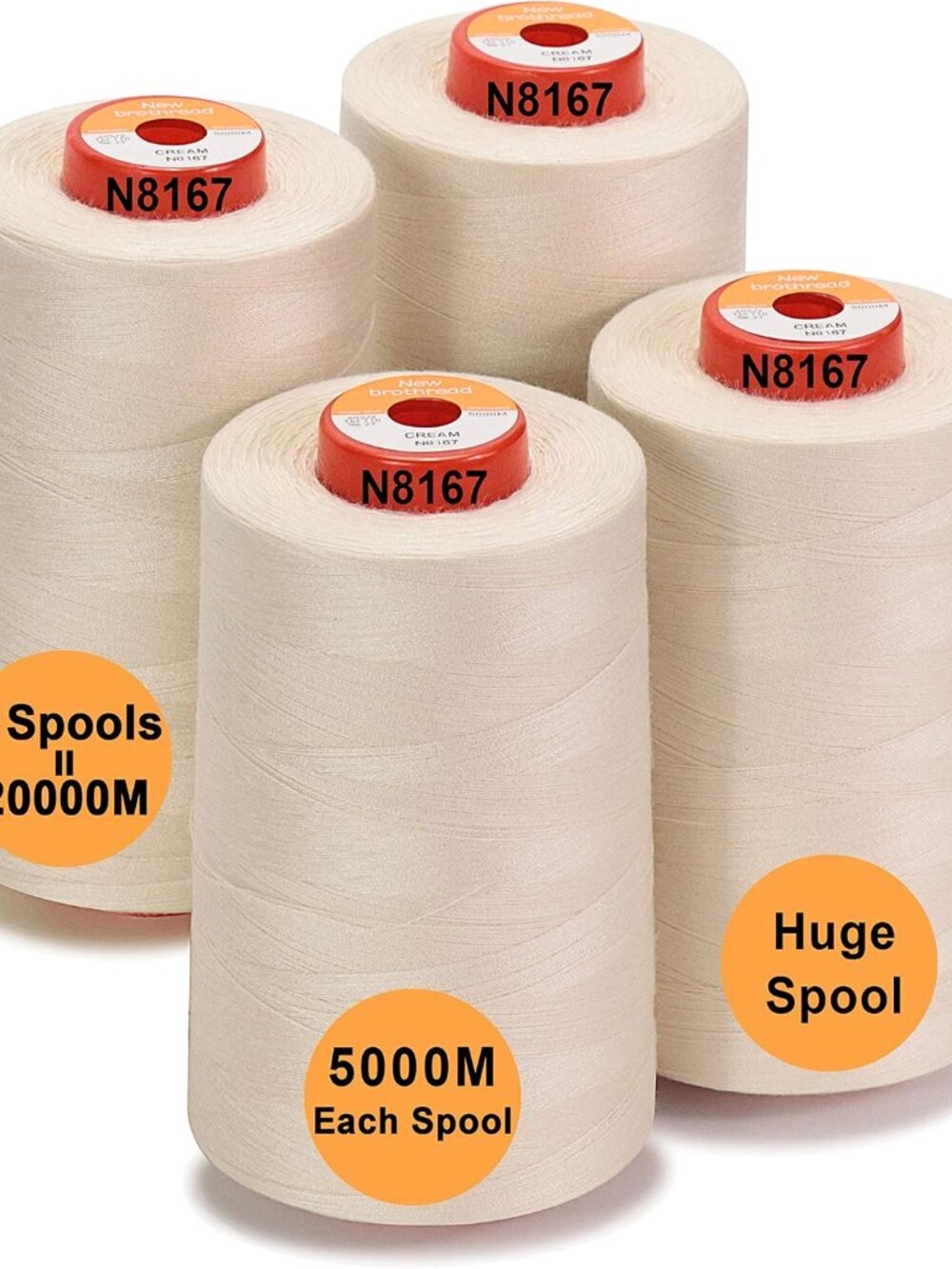 4 Large Cones All Purpose Polyester Thread -Cream